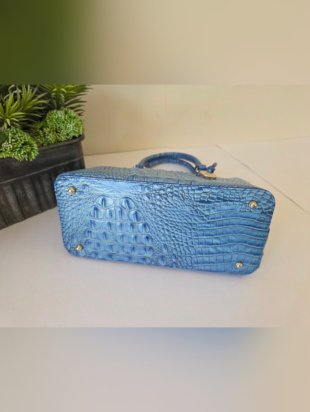 Brahmin Duxbury Electric Blue Ombre Melbourne Satchel Crossbody + Wallet - Picture 10 of 15
